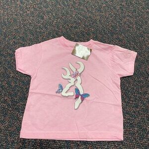 Browning Pink Kids Short Sleeve Tee with Butterfly Logo